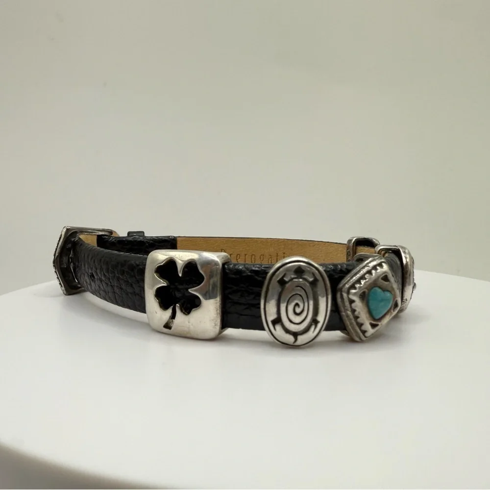 Prerogatives Black Leather Charm Bracelet – Southwestern Silver